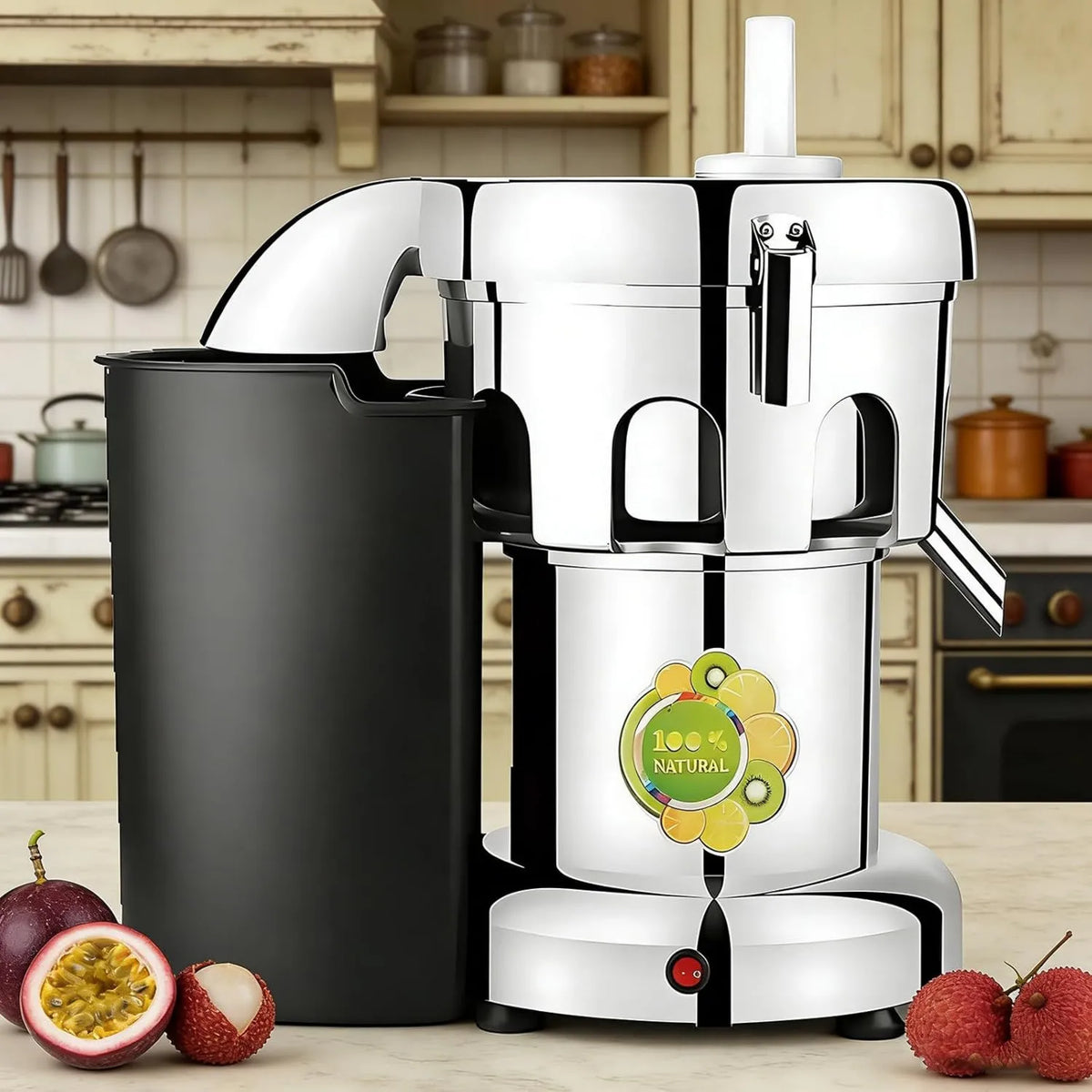 Batidora de vaso B3000, 120 kg, para Verduras y Frutas de Acero Inoxidable, Boca Ancha Extractor de Zumos, Fácil de Limpiar