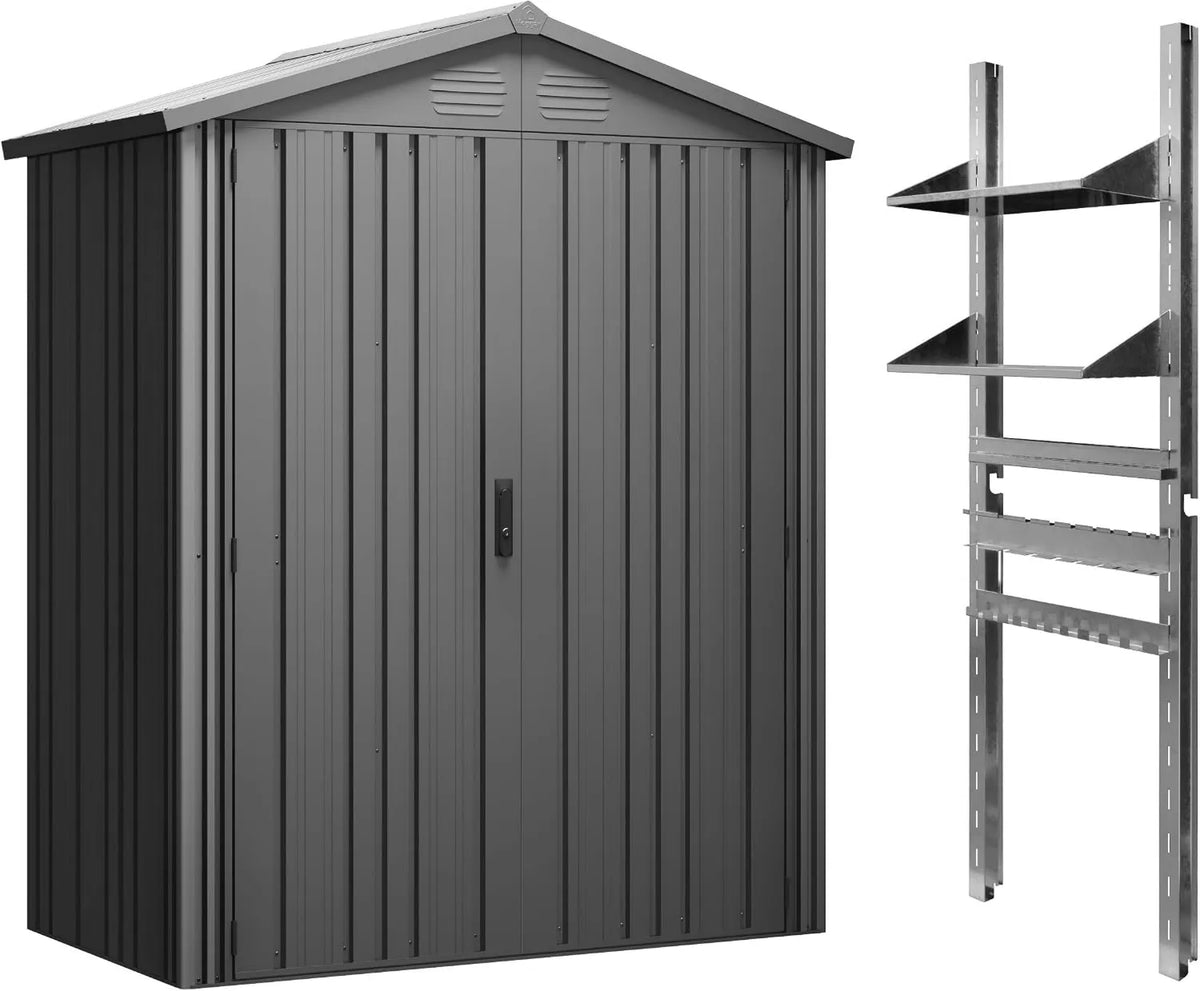 Cobertizo de jardín Y20, 1.15 m², 168 x 68 x 200 cm, Pioneer Exterior, Estantes y Soportes Incluidos, Montaje Autosoportante, Techo Robusto