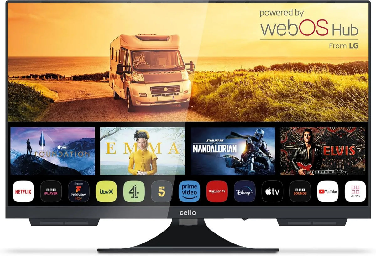 Smart TV C2424WS DVB-T2/S2, 12V, 24 Pulgadas, Bluetooth, para Autocaravana y Caravana, Televisor Camper con WebOS, Triple Tuner, conectividad