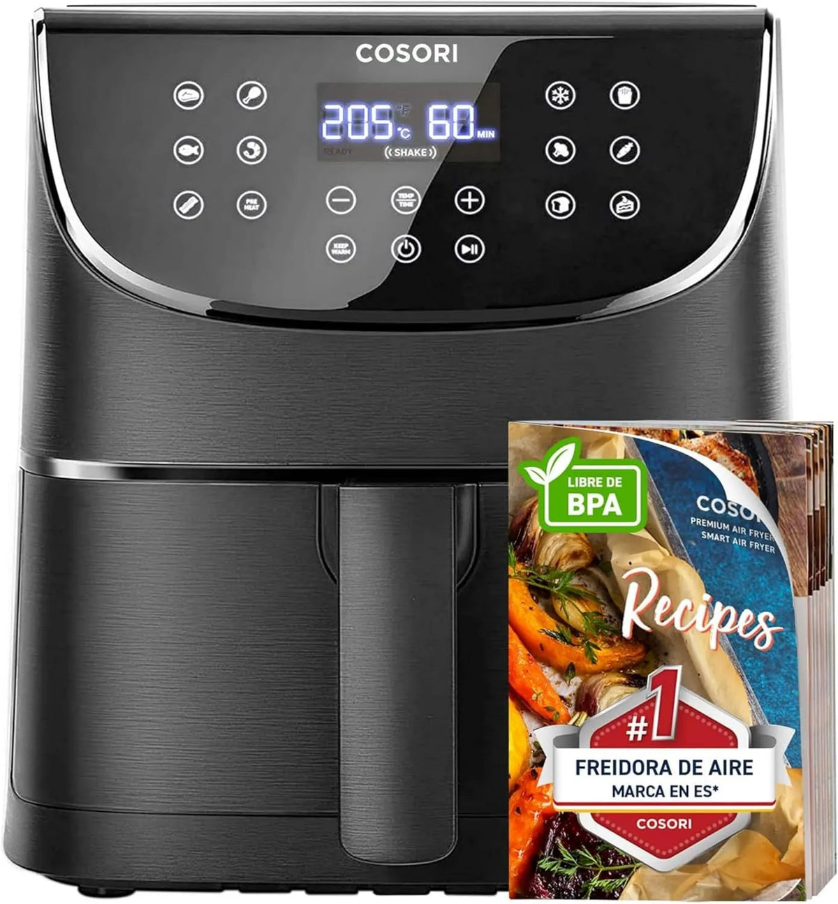 Cosori freidora de aire, 5,7L, 1700W, Interior Metálico Real, Air Fryer Diseño Antióxido, Tecnología Calefacción Uniforme, Eficiencia Energética