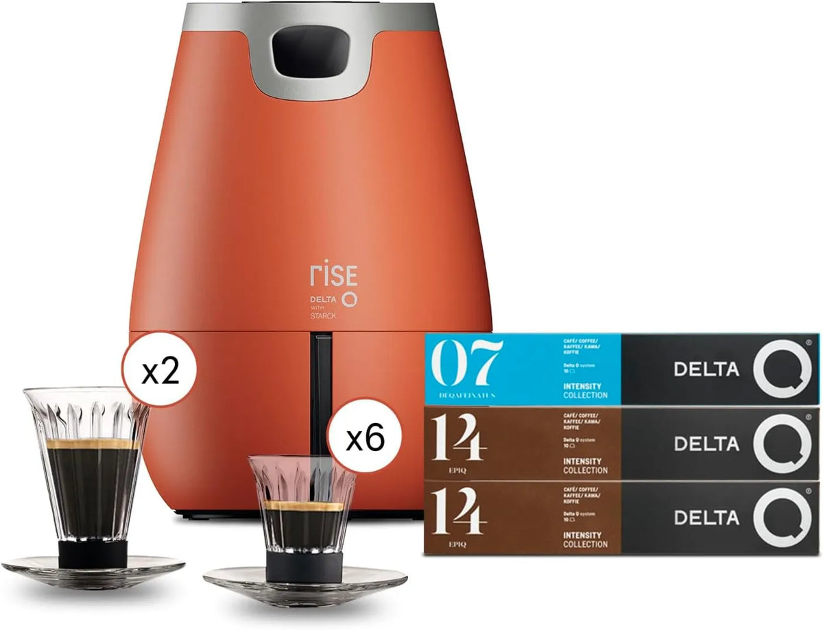 Cafetera, 2 Tazas, Cápsulas Rise, 19 Bares de Presión, Sistema de Extracción Inversa, Grandes y 4 Tazas Pequeñas Compatibles