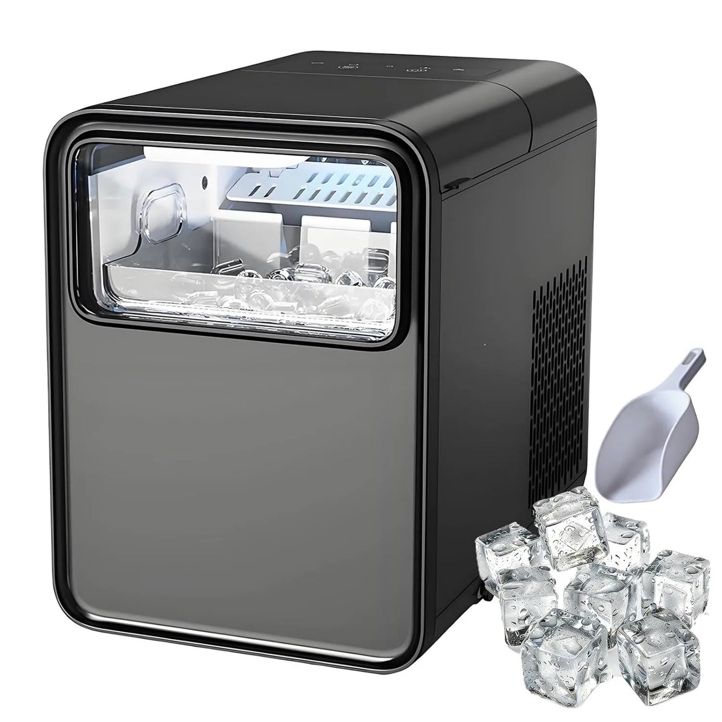 Máquina de hielo, ajuste regulable, 1,5 L, 12 Kg, 6 Min, Máquina Para Hacer Hielo en Encimera