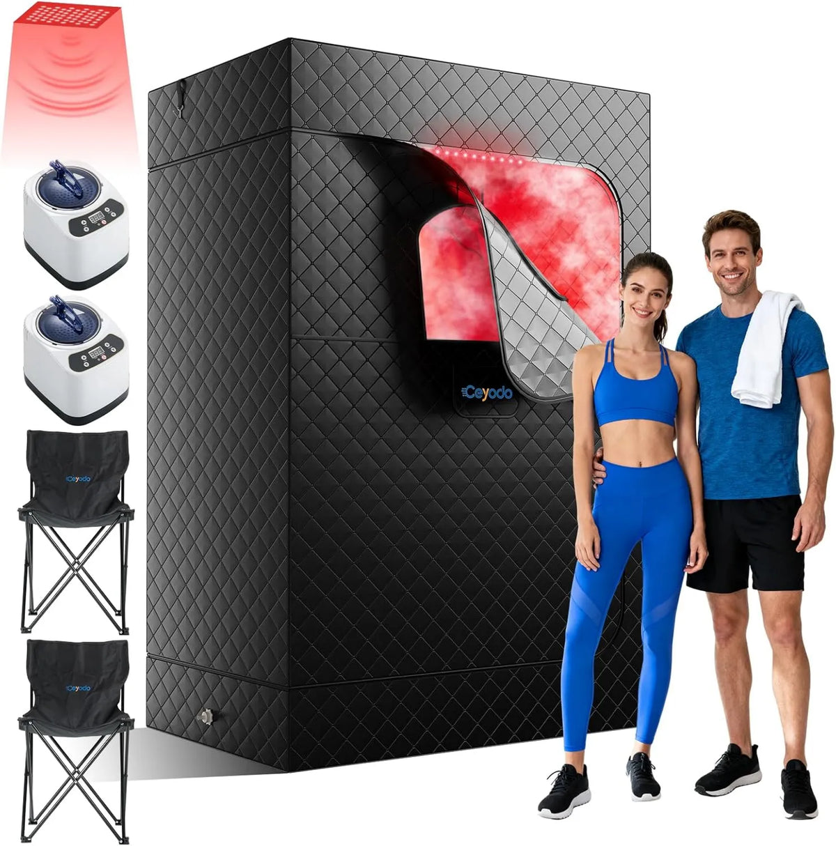 Sauna, 50 pulgadas, 77 x 37 x 50, diseño plegable, función de vapor, estructura impermeable, con terapia de luz roja de 660 nm y 850 nm