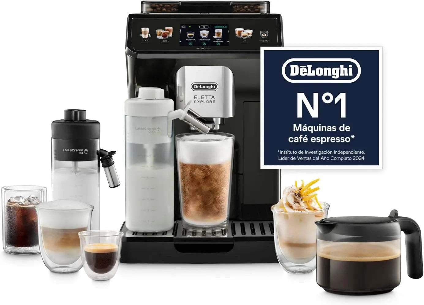 De'Longhi ECAM452.67.G cafetera, Recetas Cold Brew, LatteHot y Cool Cream para Bebidas de Leche y Vegetales