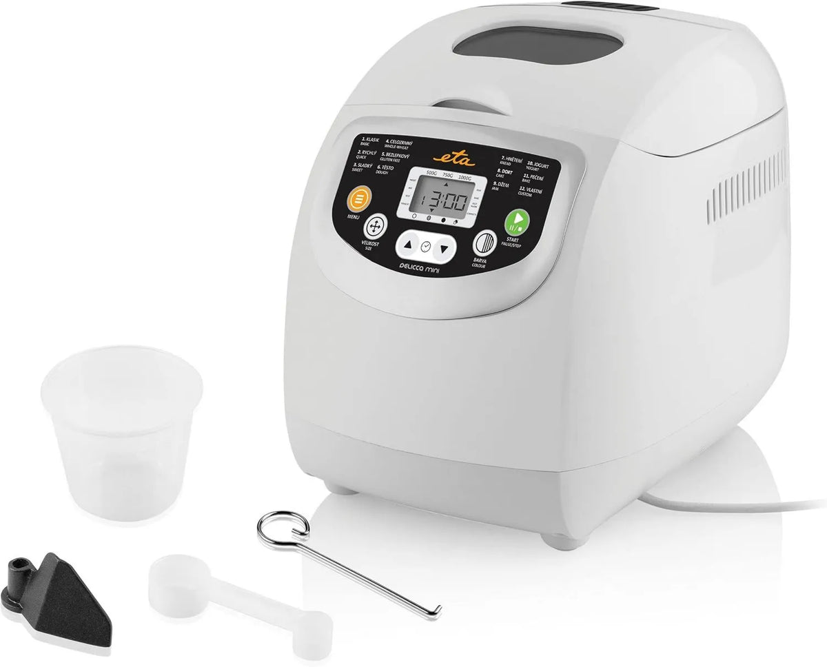 Panificadora, 12 programas, Delicca Mini con preestablecidos, incluyendo pan sin gluten y de grano completo