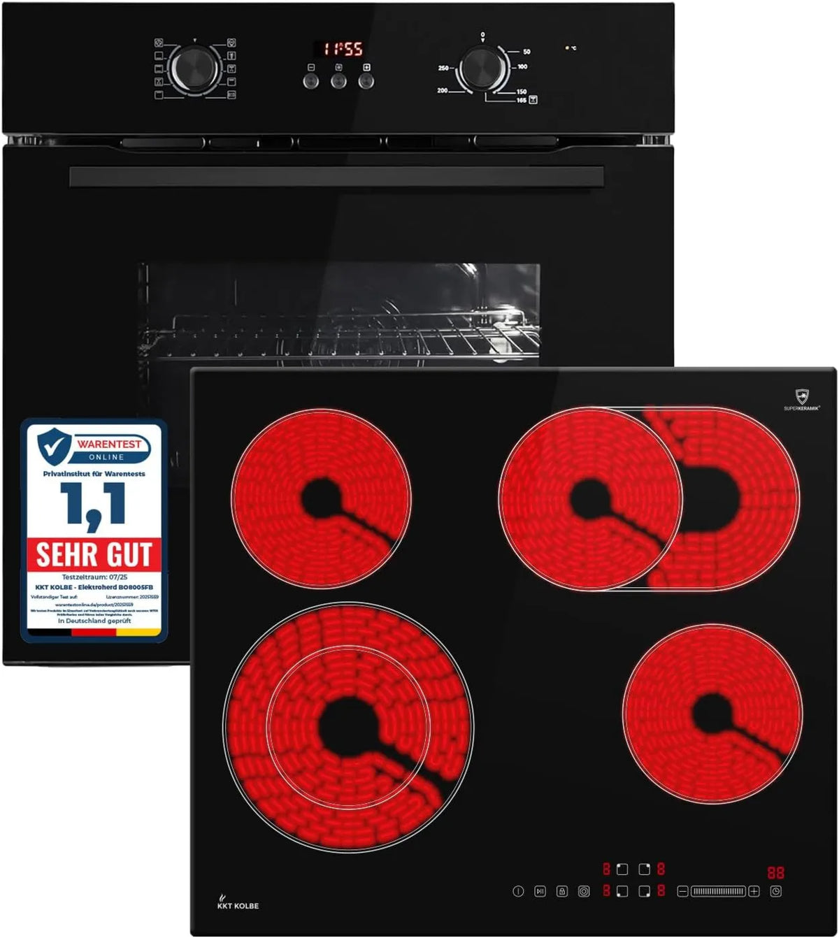 Horno eléctrico BO8005FB CH5901RL, 60 cm, 59 cm, instalación empotrada, control programable, cocción por aire caliente, Juego de cocina