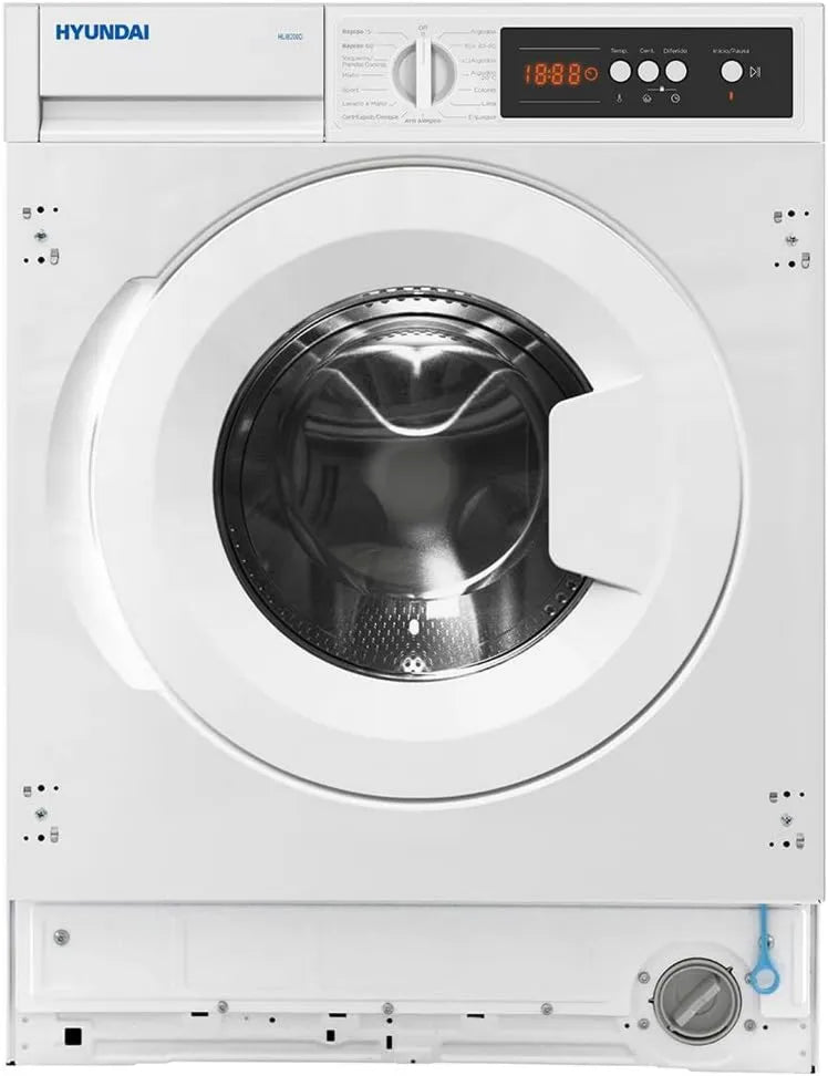 Lavadora HLI8200D, 8 kg, 2100W, 1200rpm, 15 Programas, Hyundai Carga Frontal Blanca, Función Stop&Go, Clase de Eficiencia Energética D