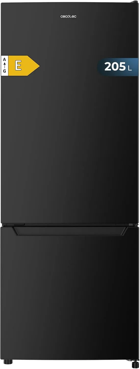 Cecotec frigorífico combi, 205 L, Bolero CoolMarket Combi 205 DF Black E, Enfriamiento Rápido, puerta reversible