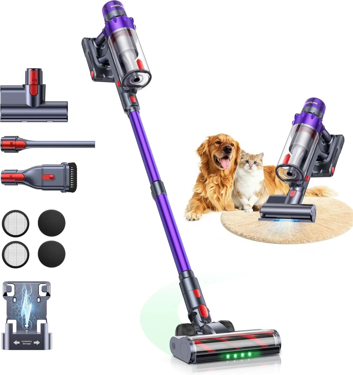 Aspiradora VAC02, 50KPA, 600W, 65Min, diseño inalámbrico, sin cable, Vertical con Cepillo para Colchón, Modo Automático