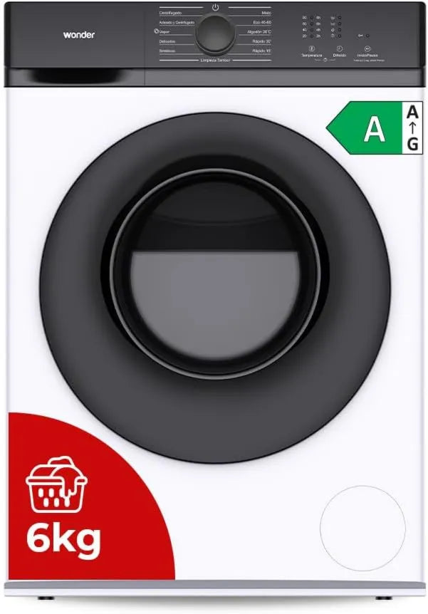 Lavadora WL6204AI, 6 kg, 1600W, 1200rpm, Carga Frontal Blanca, motor Inverter, Función Stop&Go, Tambor Diamante, Clase de Eficiencia Energética A