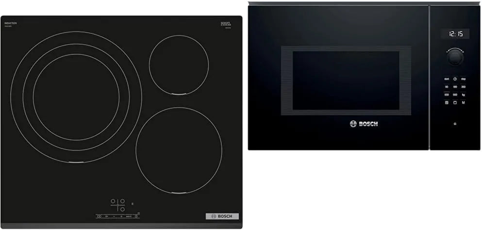 Bosch PID631BB5E BEL554MB0 placa de inducción, 900 W, 60 cm, 382 x 594 x 388 mm, Series 4, Negro/bisel frontal, sin perfiles & Serie 6