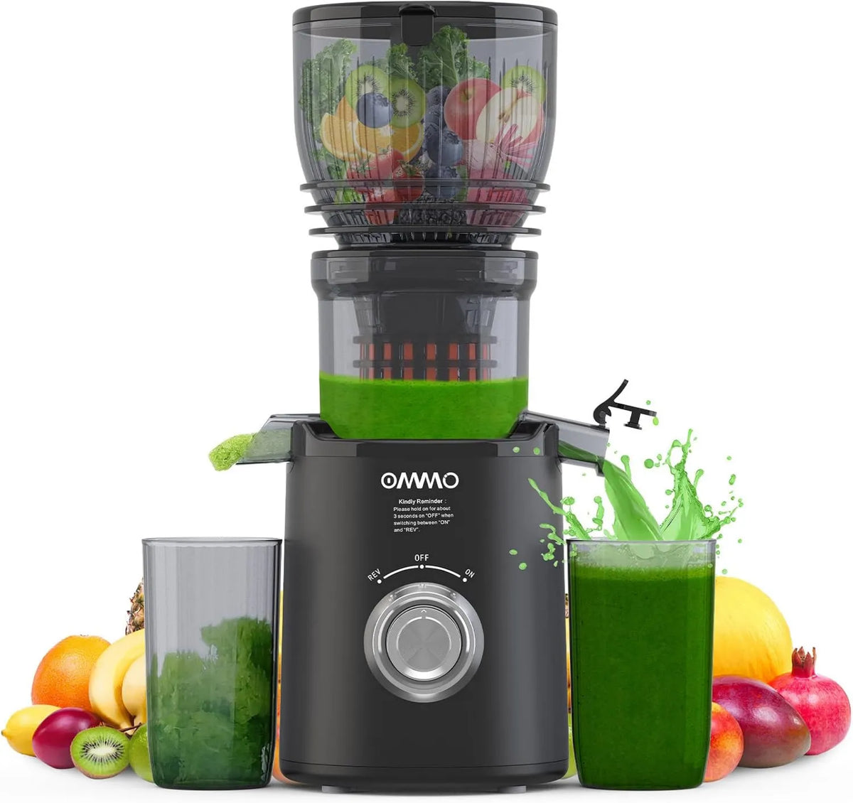 Extractor de zumo, 300W, 148 mm, Jugos y Verduras OMMO, Licuadora de Frutas y Verduras con Apertura