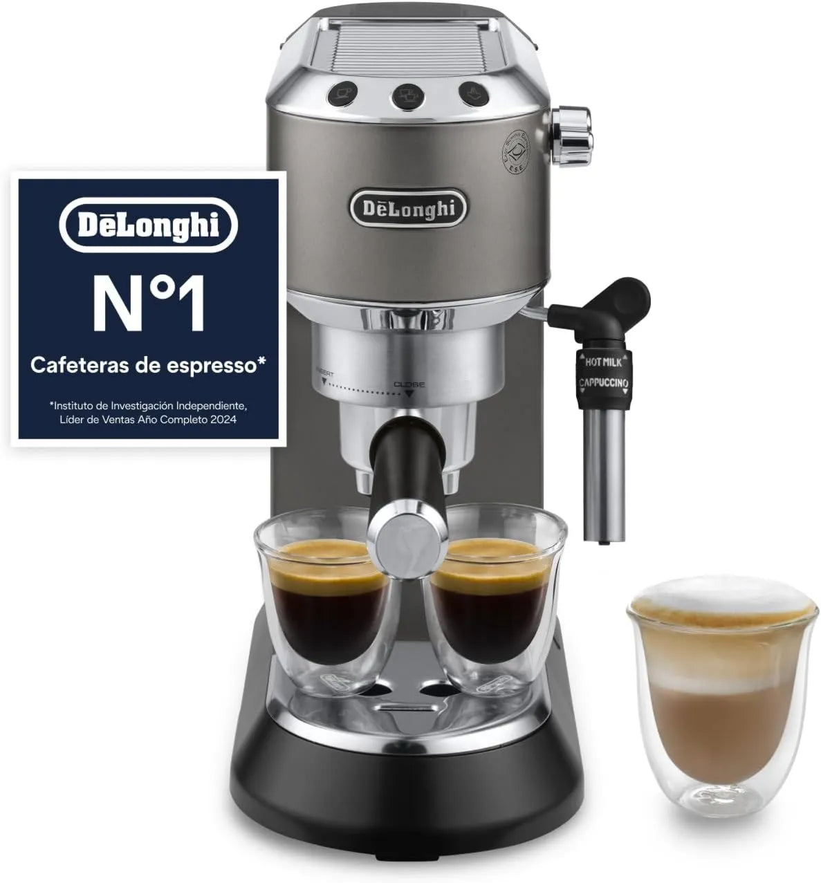 Cafetera espresso EC685.TB, 15cm, De'Longhi Dedica Style– Perfetto Manual Compacta, Espumador de Leche Manual para Espresso y Cappuccino