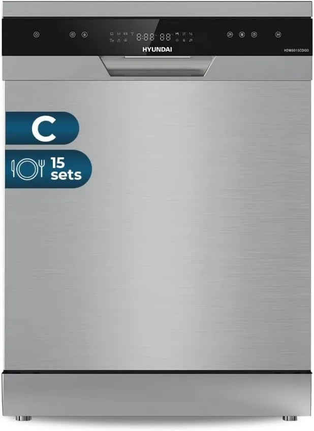 Lavavajillas HDW6015CDI00, acero inoxidable, 60 cm, 3 Bandejas, 7 Programas, 15 Cubiertos, Pantalla Táctil LED, Función Stop&Go