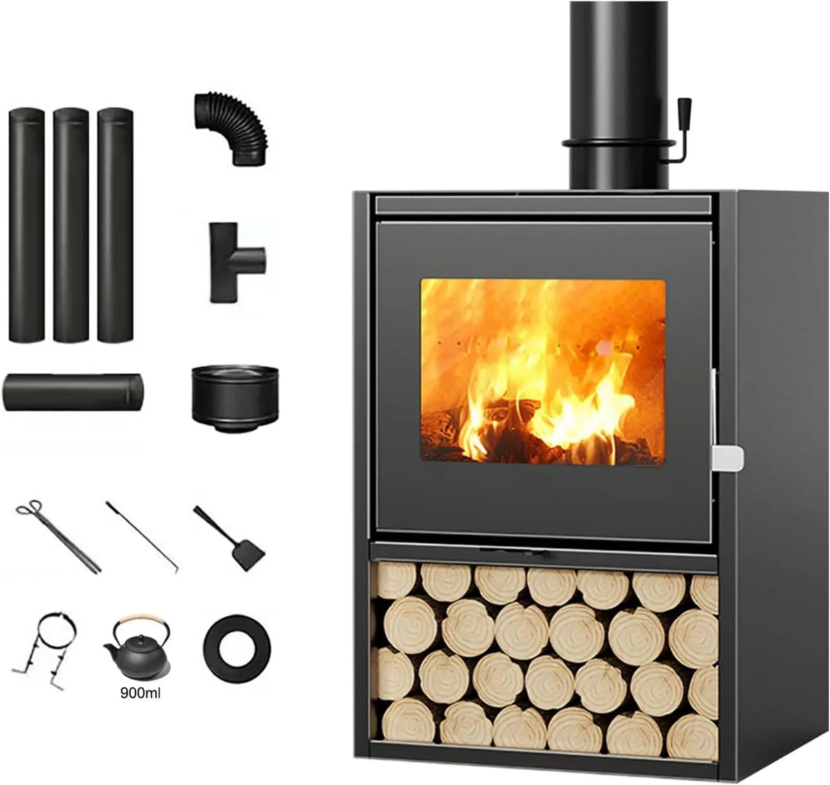 Campana extractora, Con Ventana De Visualización, Chimenea De Leña Para Calentador De Espacio Doméstico, Adecuado Para Hoteles, libre instalación