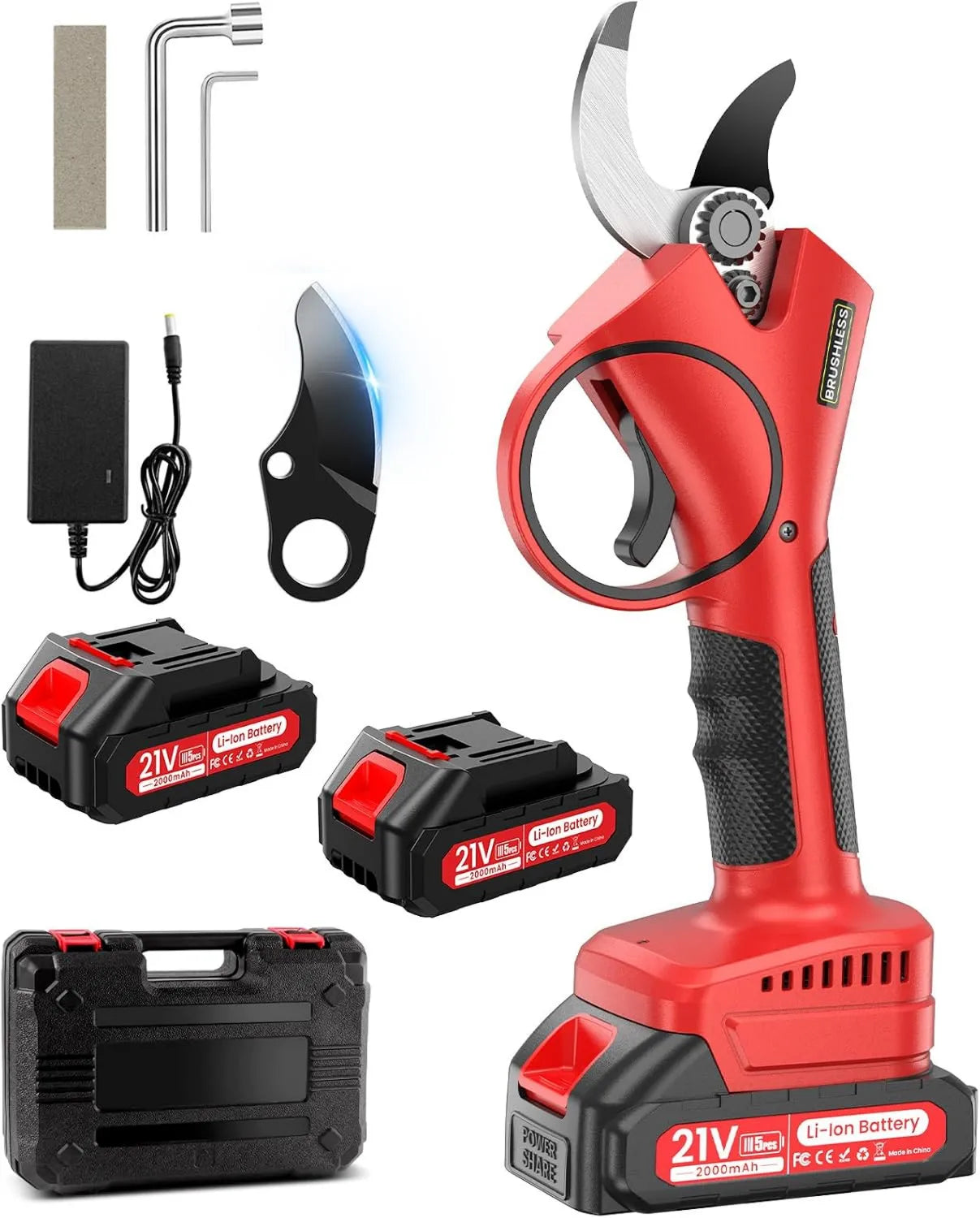 Invernadero de jardín SK7 6-8H, 800W, 2000mAh, 21V, Podar Eléctricas, 40mm de Podar Bateria Hoja, Potentes Motor Sin Escobillas, Autonomía