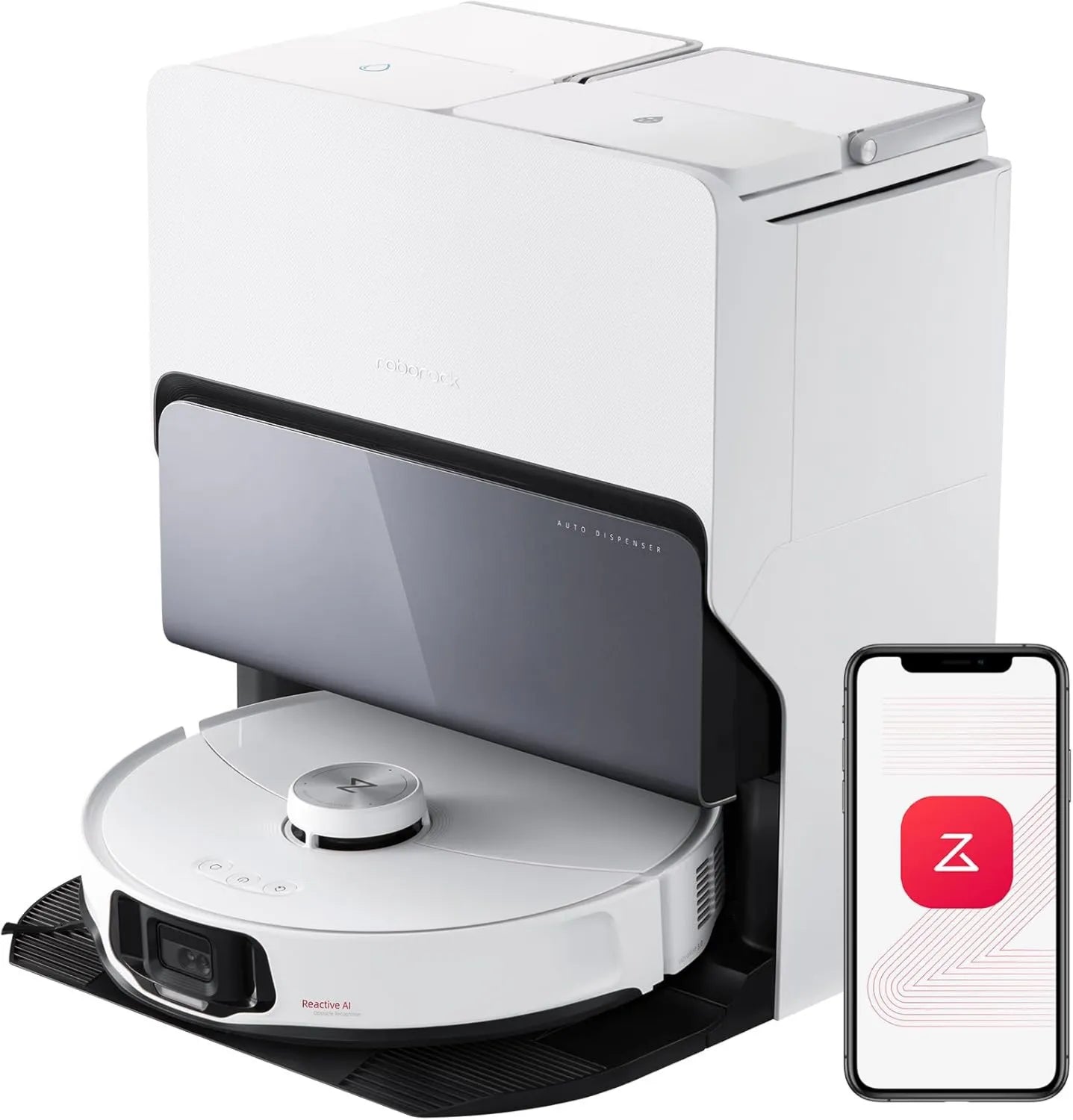 Robot aspirador, 10,000 Pa, roborock S8 MaxV Ultra Base de Carga Todo en Uno, Diseño FlexiArm, Aspirado y Fregado de Suelos, DuoRoller Riser
