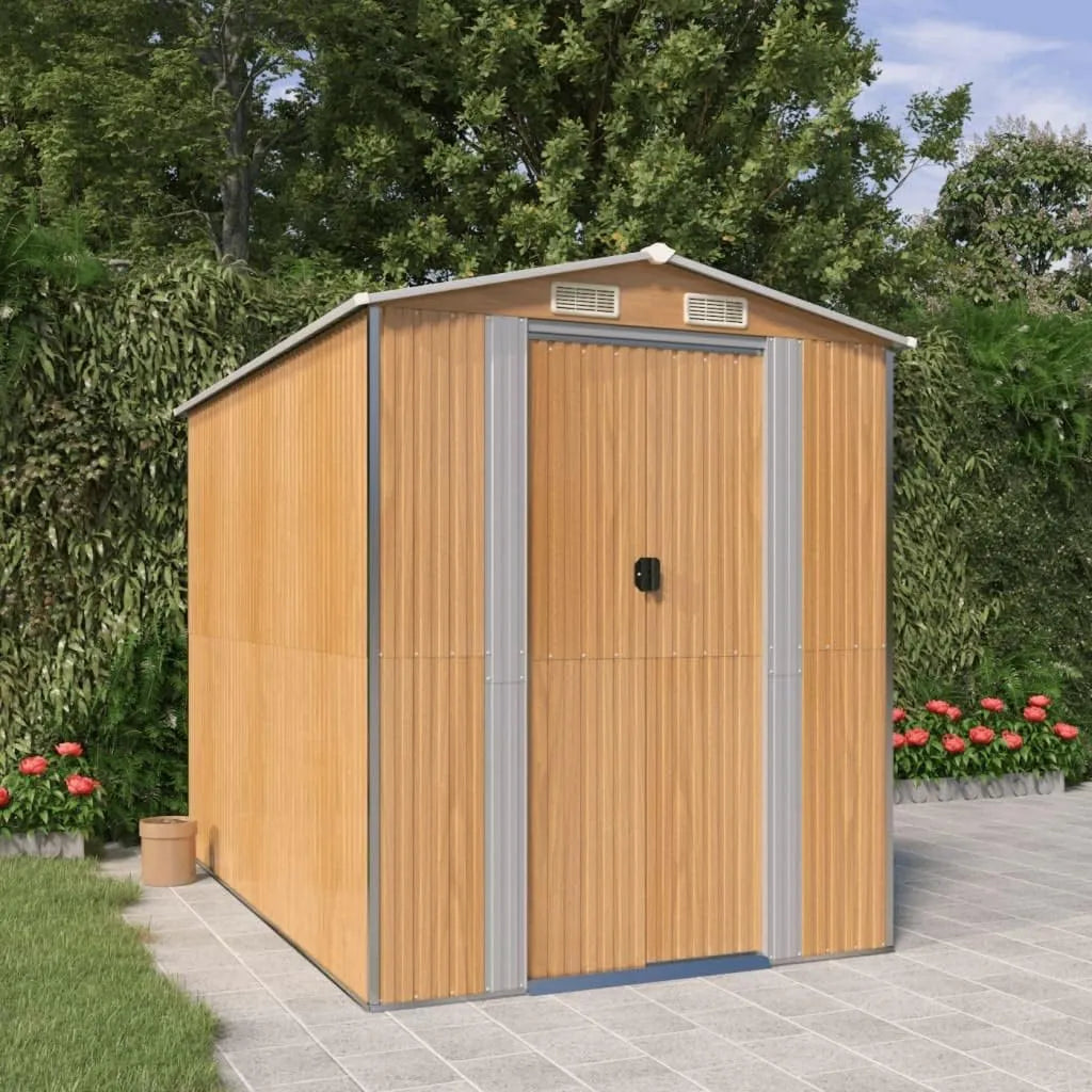 Cobertizo de jardín, 192x274x223 cm, acero galvanizado marrón claro