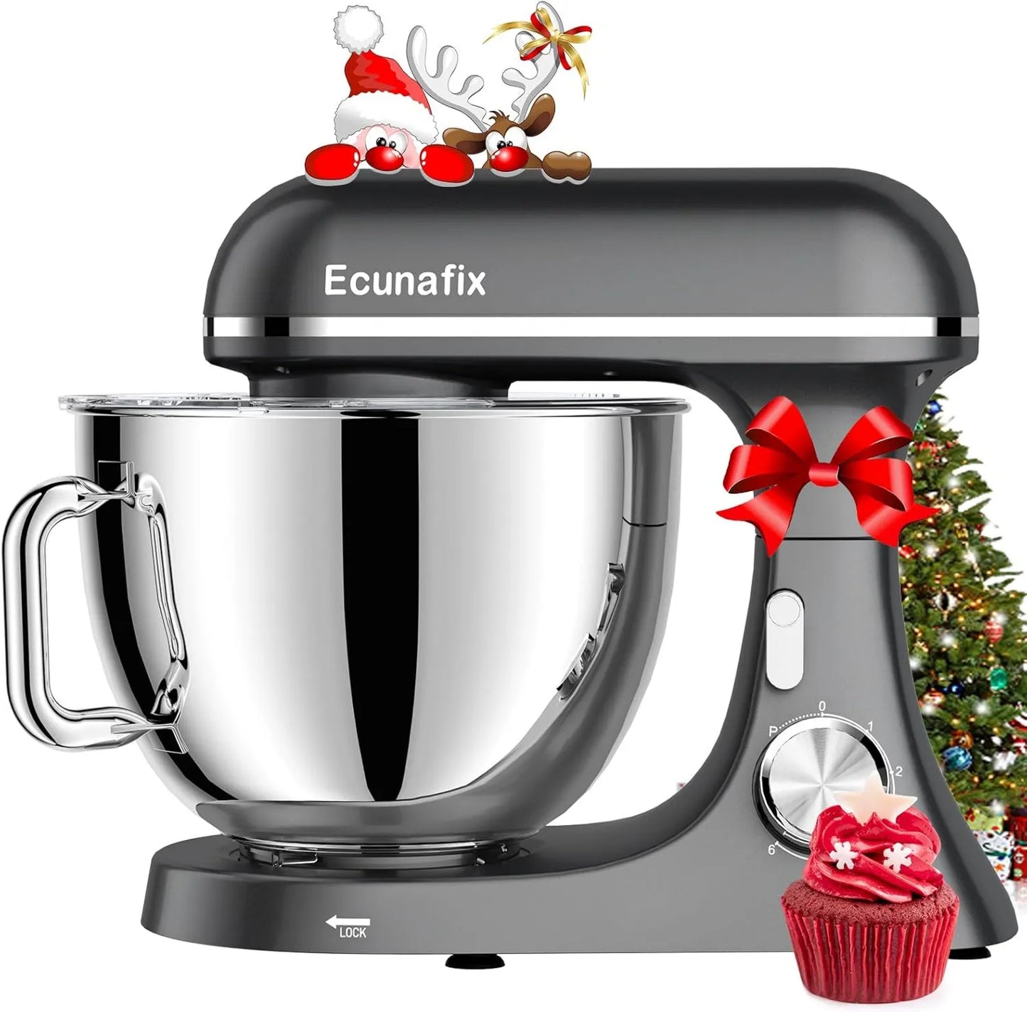 Amasadora de cocina, 2000W, 8L, Gancho para Masa, Raspador Protector Antisalpicaduras, acero inoxidable