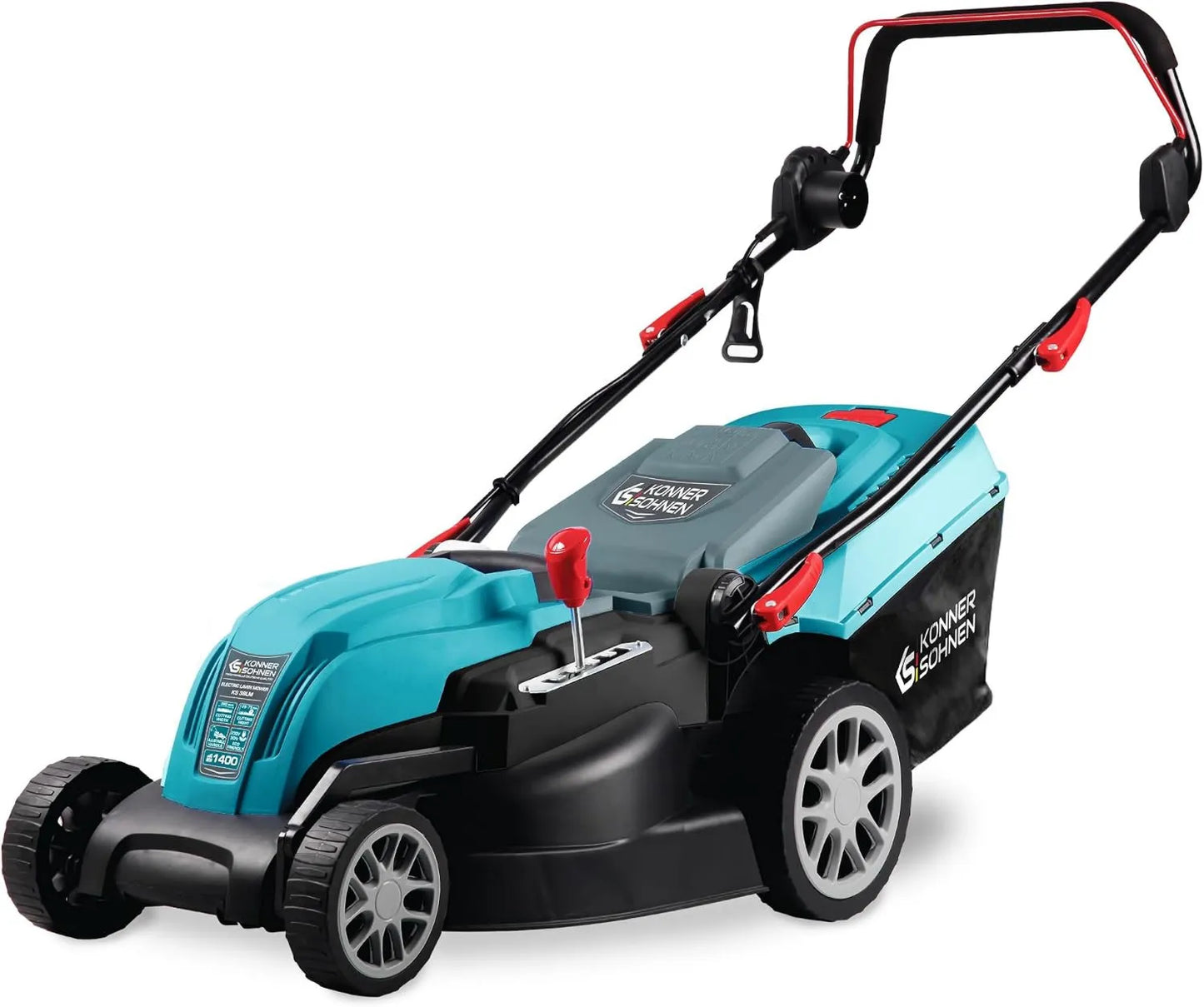 Cortacésped KS 38LM, 1400 W, 3250 RPM, 40 l, 380 mm, 75 mm, Potencia, Velocidad de ralentí, Ancho de Trabajo, Altura de Corte 25–