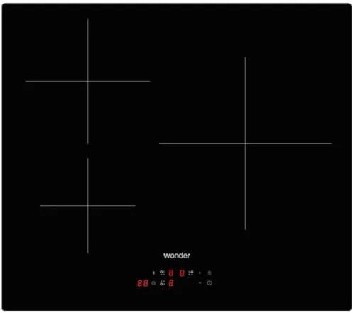 Placa de inducción WI3602B, 6700 W, 3 Zonas, 9 Niveles, Wonder Cristal Negro . Potencia Máxima, Cocción, Control Táctil, Función Turbo