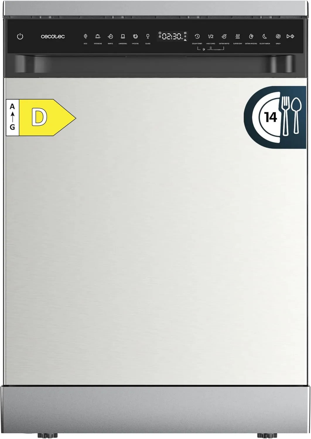 Cecotec lavavajillas, 60 cm, 6 Programas, motor Inverter, acero inoxidable, funcionamiento silencioso, Plus Duo, Panel Táctil, Extra Higiene
