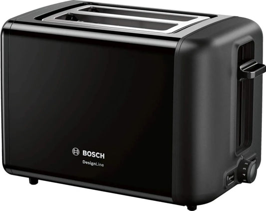Bosch TAT3P423DE tostadora, acero inoxidable, DesignLine, compacta para panecillos, con apagado automático, con función de descongelación