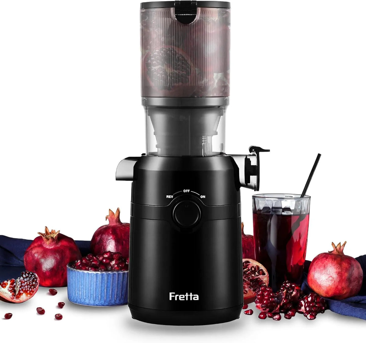 Batidora de vaso, 1L, 200W, 108MM, Zumos y Verduras, Apertura de y Capacidad, Licuadora Prensado en Frio para Verduras Frutas Enteras