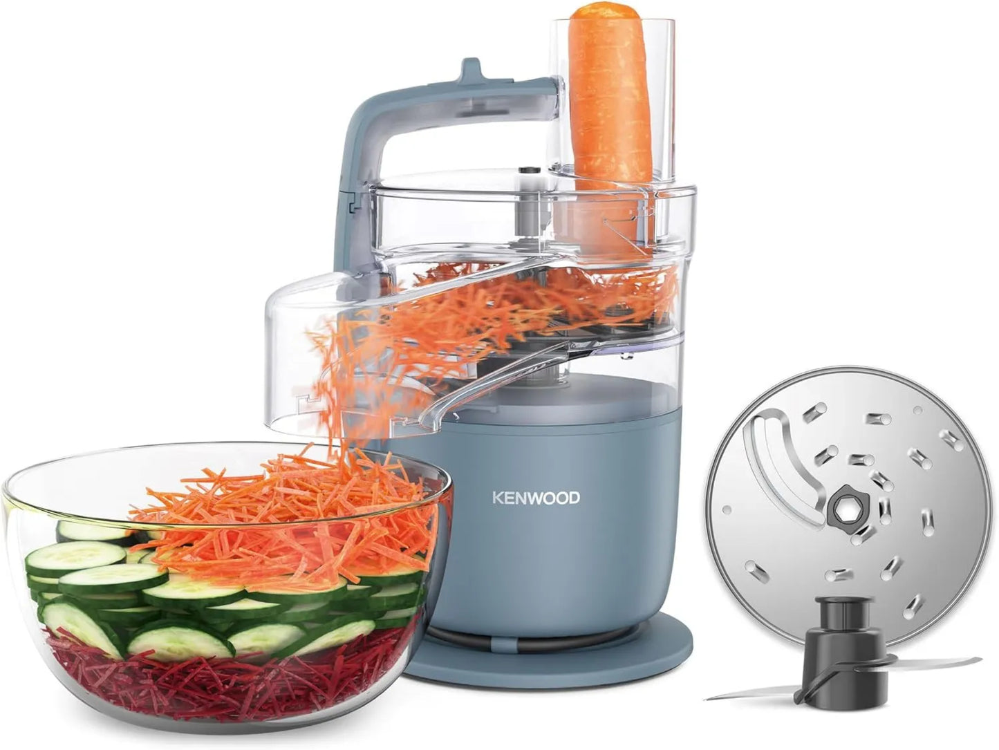 Kenwood FDP22.130GY procesador de alimentos, 650 W, 4 mm, Cortar en Rodajas, Hacer Puré y Amasar la Masa, con Servicio Exprés, Cuchilla y Disco