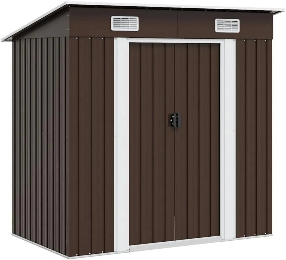 Cobertizo de jardín, vidaXL Cobertizo de Almacenamiento para Jardín, para Patio Exterior, Acero Marrón