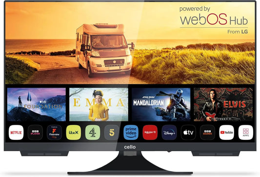 Smart TV C2424WS DVB-T2/S2, 12V, 24 Pulgadas, Bluetooth, para Autocaravana y Caravana, Televisor Camper con WebOS, Triple Tuner, conectividad