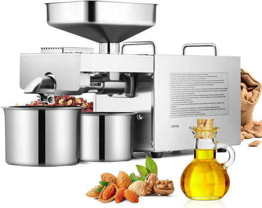 Prensa eléctrica de aceite, 1500W, 220V, acero inoxidable, Termostato Constante