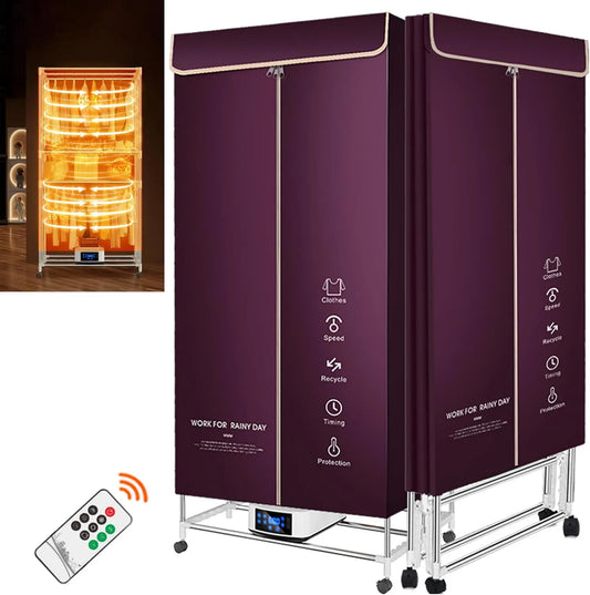 Secadora, 30 kg, 240 Min, Ropa Portátil, Eléctrica Capacidad, Temporizador y Función de Calentamiento PTC, Reducción de Ruido, control programable