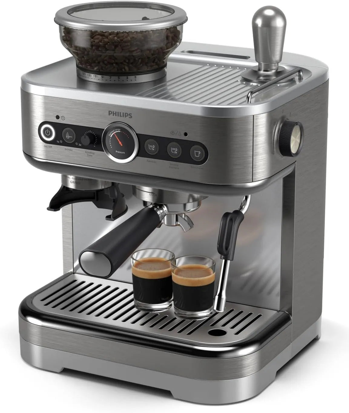 Philips PSA3218/01 cafetera espresso, Acero Inoxidable, 250 g, Barista Brew Semiautomática, Espresso Simple y Doble + Botón Americano, Guía Intuitiva