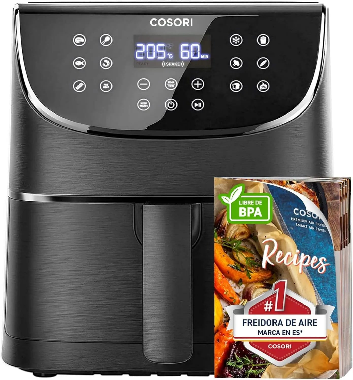 Cosori freidora de aire, 5,7L, 1700W, Interior Metálico Real, Air Fryer Diseño Antióxido, Tecnología Calefacción Uniforme, Eficiencia Energética