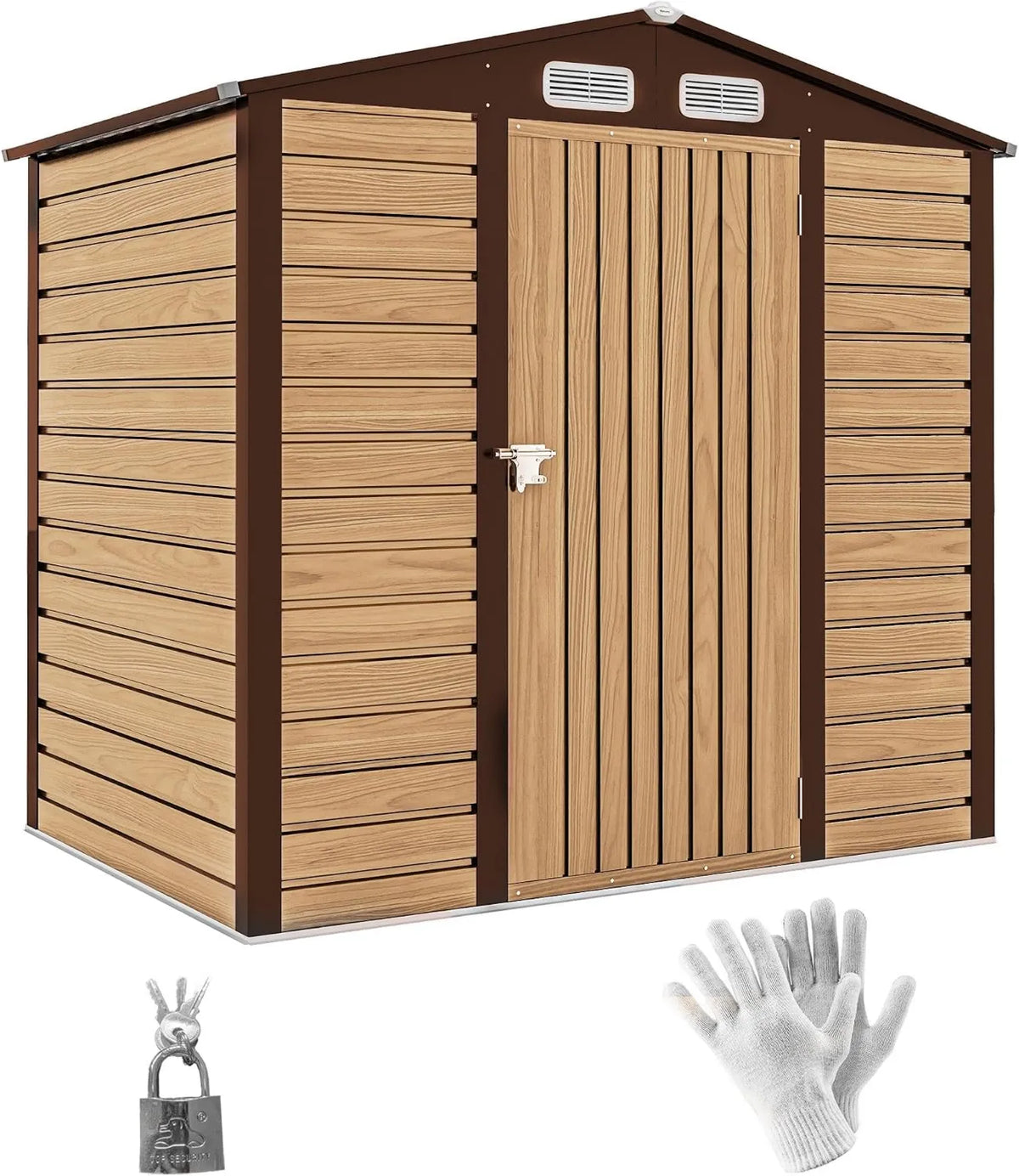 Outsunny cobertizo de jardín, 2.25 m², 190 x 131 x 188 cm, Caseta de Jardín Metalica, Puerta con Cerradura, para Almacenamiento de Herramientas