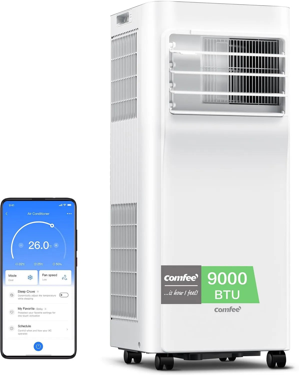 Aire acondicionado, 9000 BTU, funcionamiento eficiente, Sin Unidad Exterior, Bajo Consumo, Control por App y Kit de Ventana