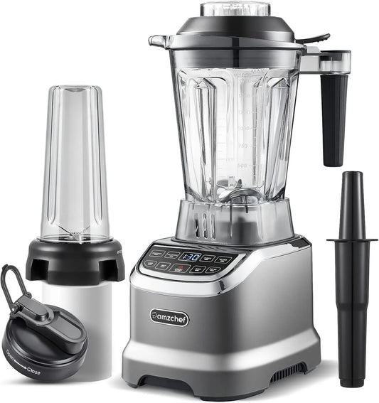 Batidora de vaso 2-EN-1, 1800W, 1,85 litros, 600ml, Batidora Smoothie Profesional con 6 cuchillas, 1,85L