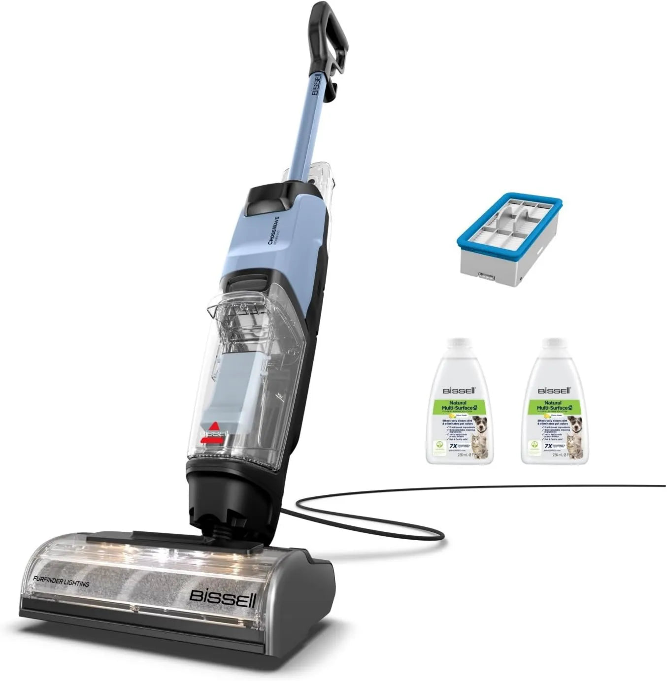 Bissell 4159N aspiradora, CrossWave EdgeFind, aspirador de mano en seco y húmedo, limpieza potente de suciedad de mascotas, para fregar