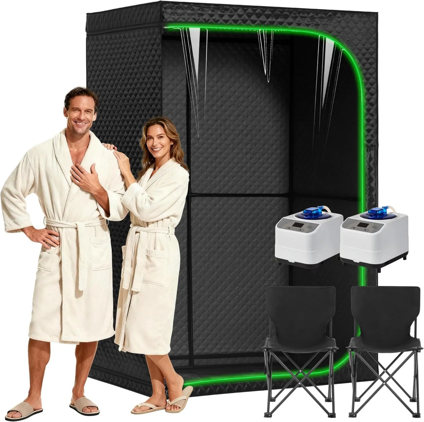 Sauna, diseño plegable, función de vapor, Vapor para el hogar con Puerta Transparente, Interior portátil con Potente Calentamiento a Vapor
