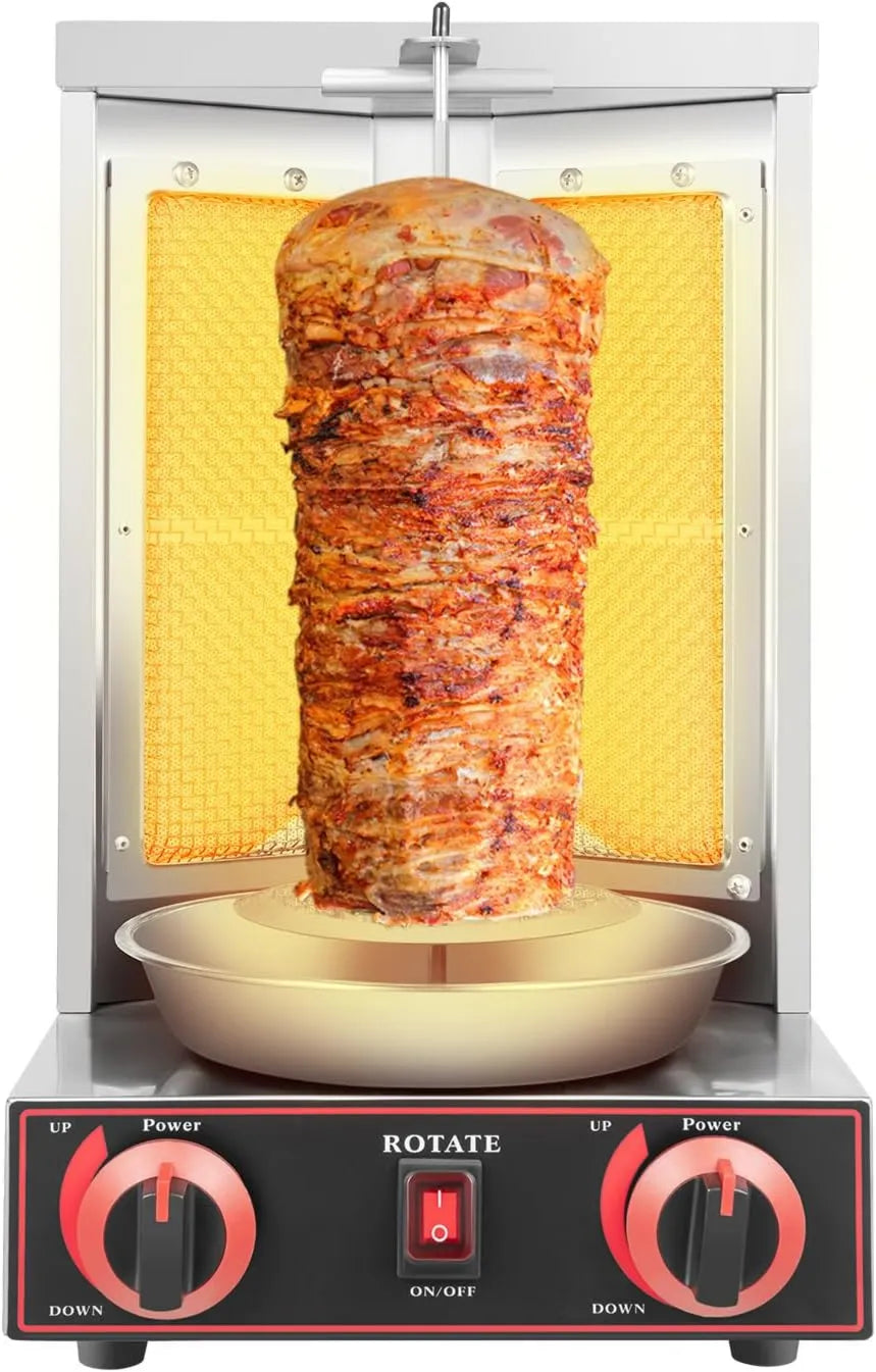 Parrilla eléctrica, 220V, 3000W, 12kg, Kebab, Máquina de Kebab de Acero Inoxidable, Herramientas de Parrilla con Capacidad