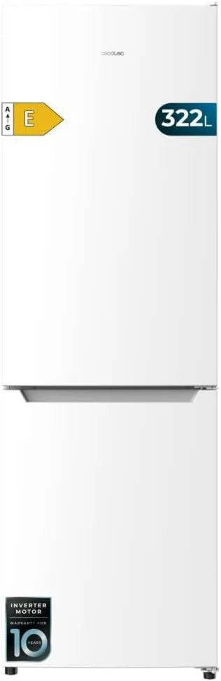 Cecotec frigorífico, 322 L, 60 cm, No Frost, funcionamiento eficiente, Bolero CoolMarket Combi 322 White E, Altura 185 y Ancho, Bajo Consumo