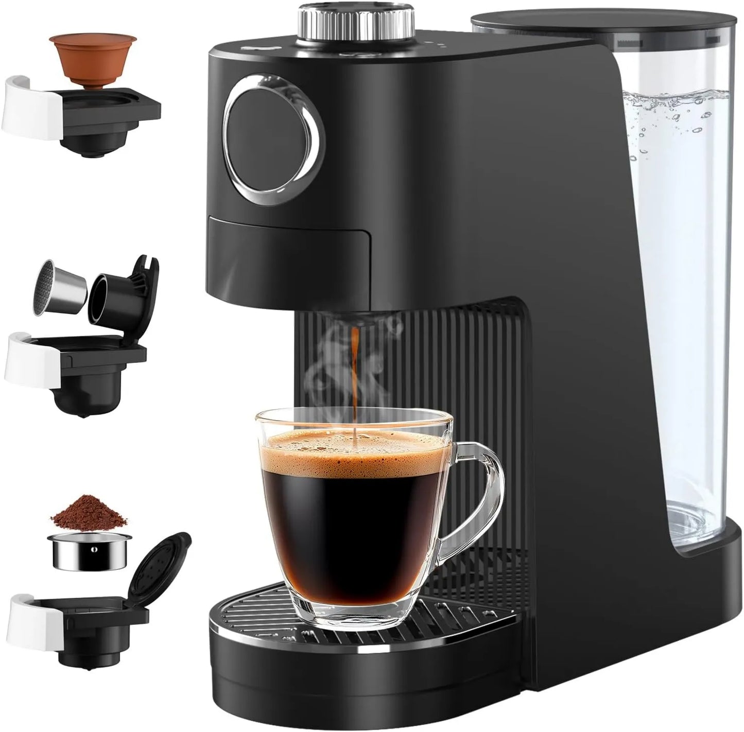 Cafetera espresso, 7 Niveles, Compatible con NES Original/DG/Café Molido, Volumen y Temperatura Ajustable, para Hogar y Oficina, ajuste regulable