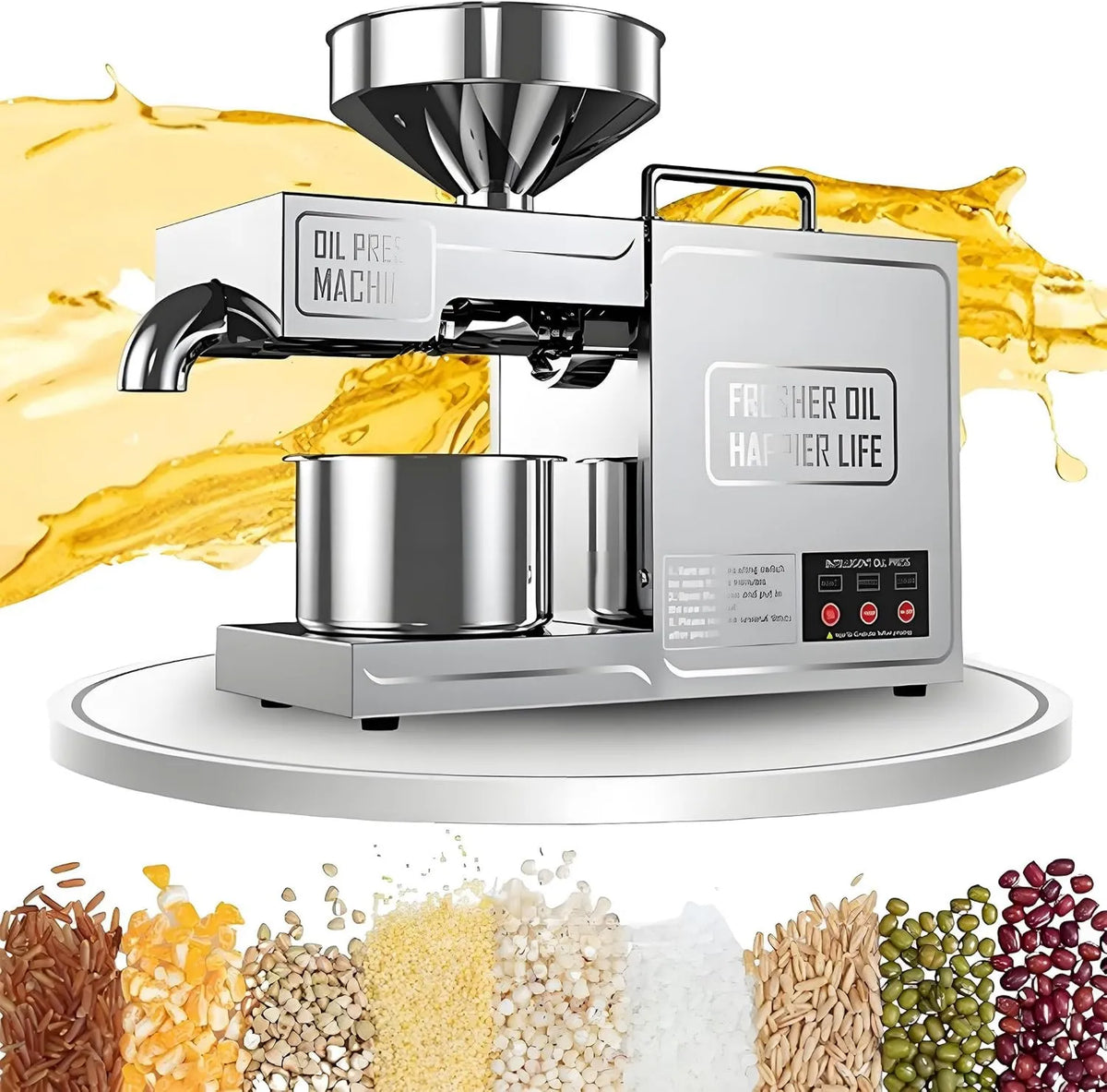 Prensa eléctrica de aceite, 1000w, Aceite de Oliva, Máquina Comercial de Prensado de Aceite, Control de Temperatura Automática, Semilla de Cáñamo