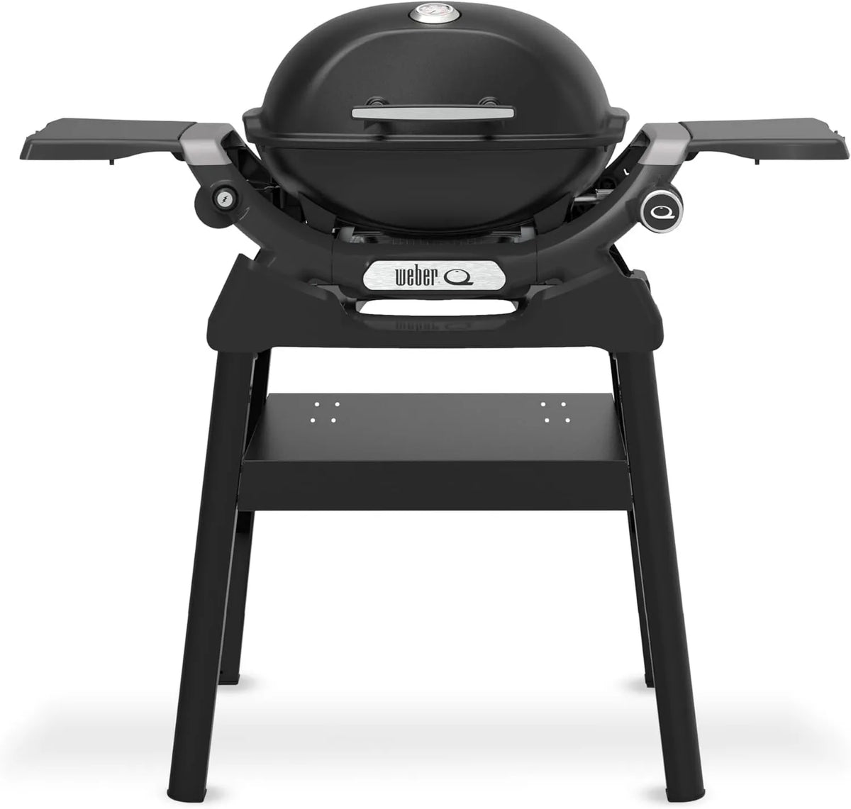 Q 1200N, Parrilla de gas con soporte compacto + mesas auxiliares, encendido electrónico, rejilla de hierro fundido esmaltado en porcelana