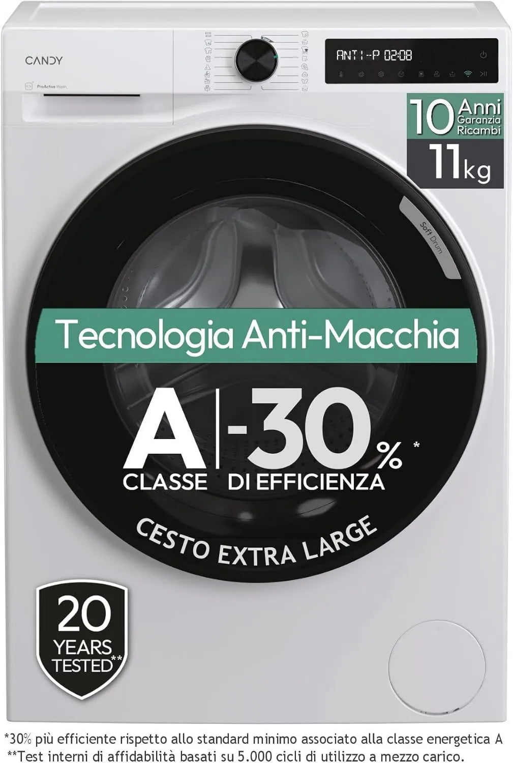 Candy 411BL9-S lavadora, 11 kg, 1400RPM, Blanca, carga frontal y programas de lavado