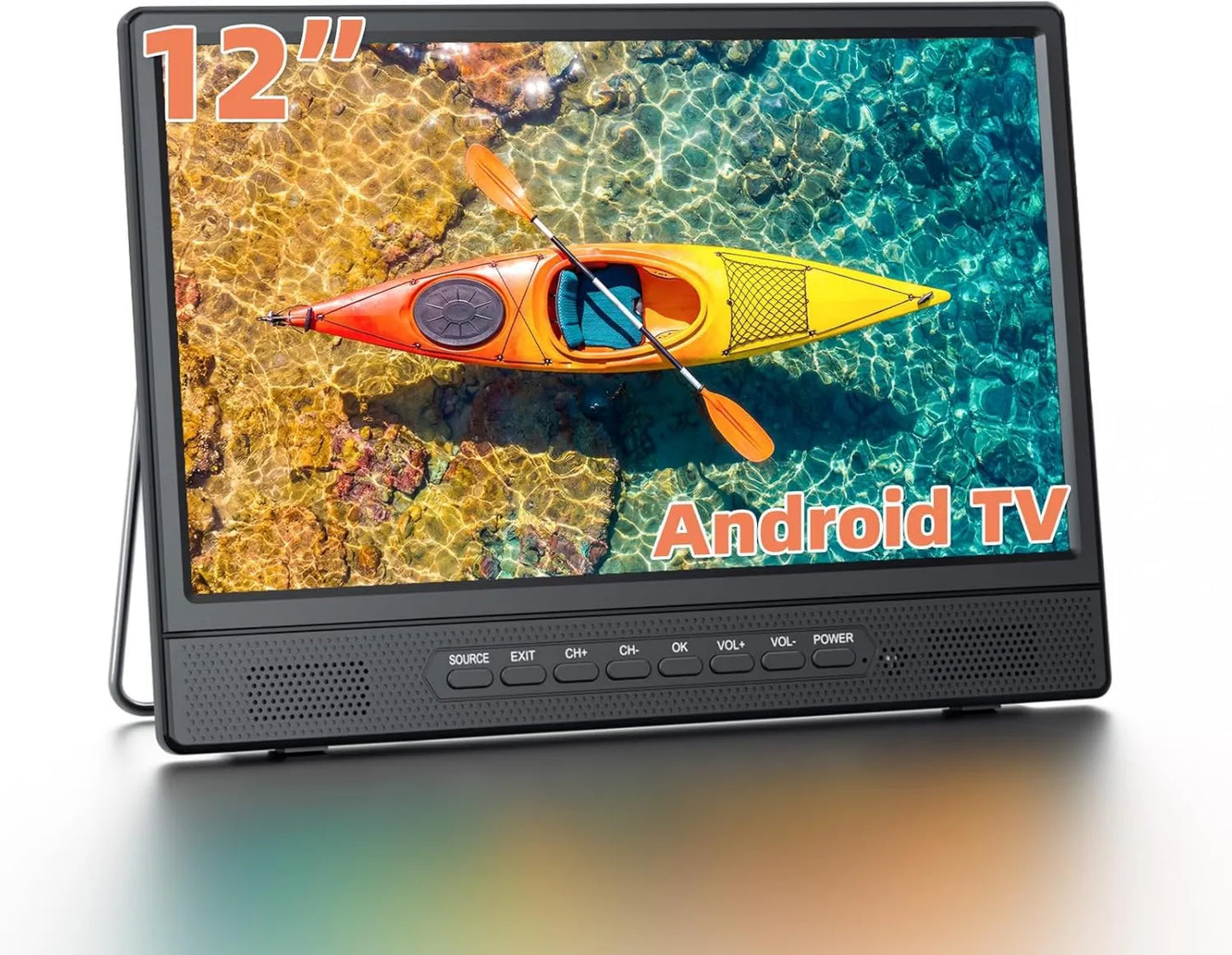 Smart TV DVB-T2, ajuste regulable, 12 Pulgadas, Portátil con Android, Mini Televisor para Cocina, Caravanas y Autocaravanas, HDMI USB AV Auriculares