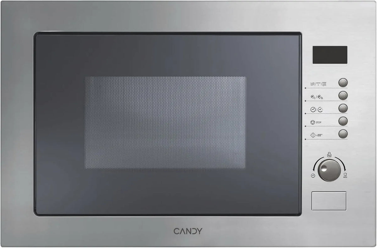 Candy MIC25GDFX horno microondas, 25 Litros, instalación empotrada, función grill, Microondas Empotrado 900 Vatios con Grill