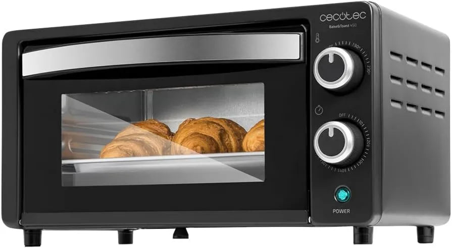 Cecotec horno eléctrico, 10 L, 1000 W, 60min, control programable, ajuste regulable, Horno de sobremesa Bake&Toast 1090 Black, Temporizador
