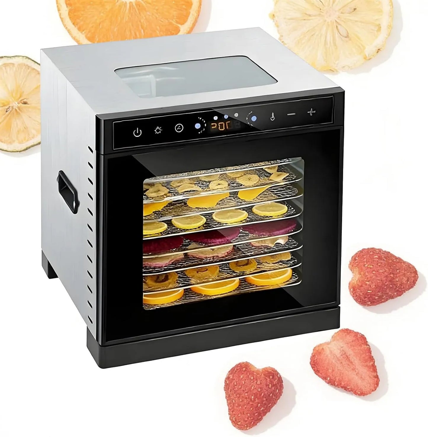 Deshidratador de alimentos, 400 W, Alimentos para Cecina Casera, Papas Fritas Y Snacks Saludables para Mascotas, Secado Eficiente, pantalla digital